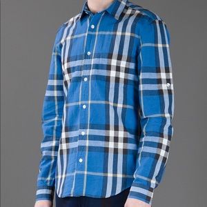 Burberry Brit Blue Button Down Long Sleeve Shirt S